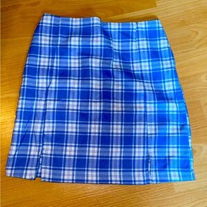 Blue checkered midi shirt